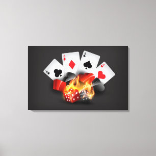 Impressão Em Tela Preto do casino do póquer da chama