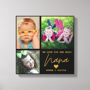 Impressão Em Tela Preto E Dourado Amo-Te A Colagem De Fotos Nana 3