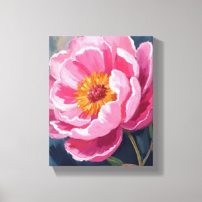 Impressão Em Tela Pretty Pink Peony | Flower Painting Watercolor (Frente)