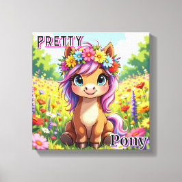 Impressão Em Tela Pretty Pony | Arte de Berçário Infantil de Desenho