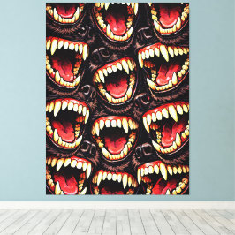 Impressão Em Tela Primal Wolf Pack Snarling Fangs Horror Pop Art