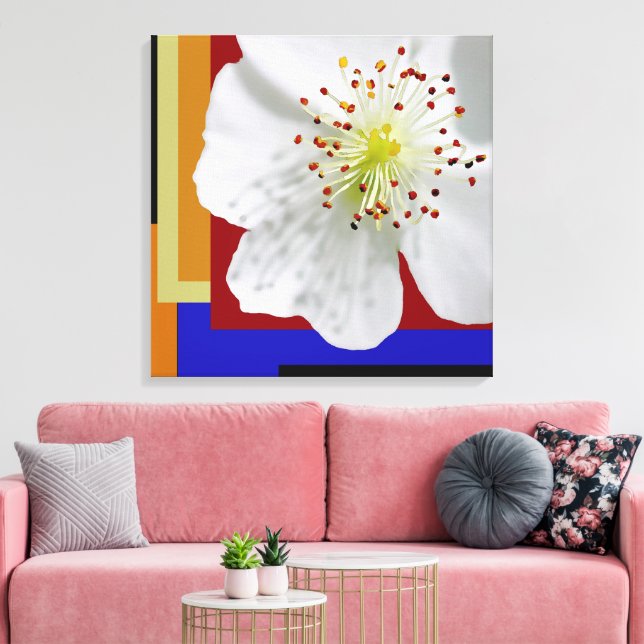 Impressão Em Tela Primavera Branco Brilhante Blossom de Arte Fina Co (Insitu(Sala de estar))