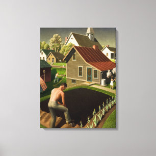 Impressão Em Tela Primavera na Cidade, 1941 por Grant Wood