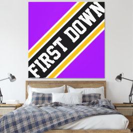 Impressão Em Tela PRIMEIRA BAIXA Bright Purple Black Football Stripe