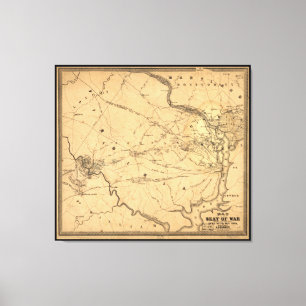 Impressão Em Tela Primeira batalha da guerra civil do mapa Seat do