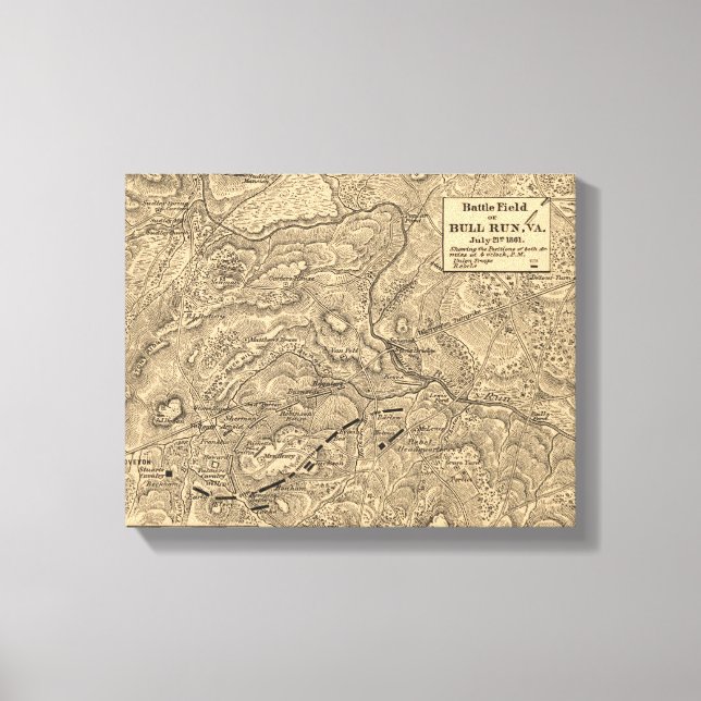 Impressão Em Tela Primeira Batalha de Bull Run - Guerra Civil Panorâ (Frente)