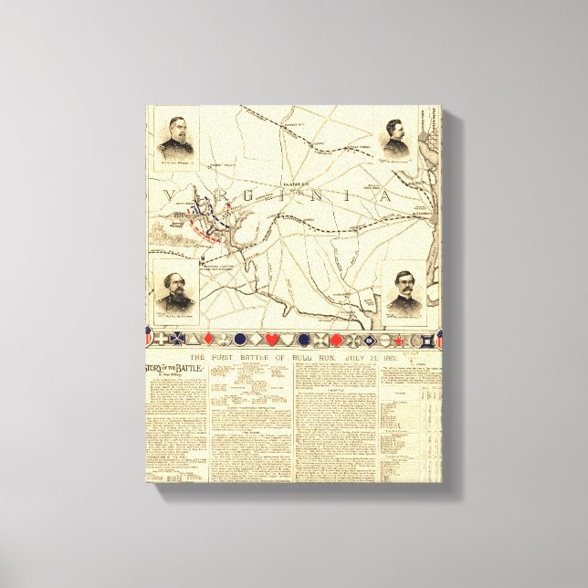 Impressão Em Tela Primeira Batalha de Bull Run - Guerra Civil Panorâ (Frente)