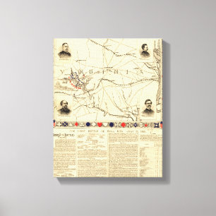 Impressão Em Tela Primeira Batalha de Bull Run - Guerra Civil Panorâ