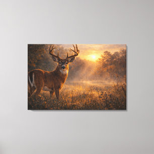 Impressão Em Tela Primeira Luz   Arte de Veado de Cauda Branca   Est