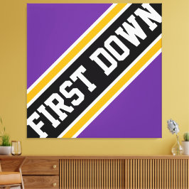 Impressão Em Tela PRIMEIRO Bold Purple Black Football Stripes