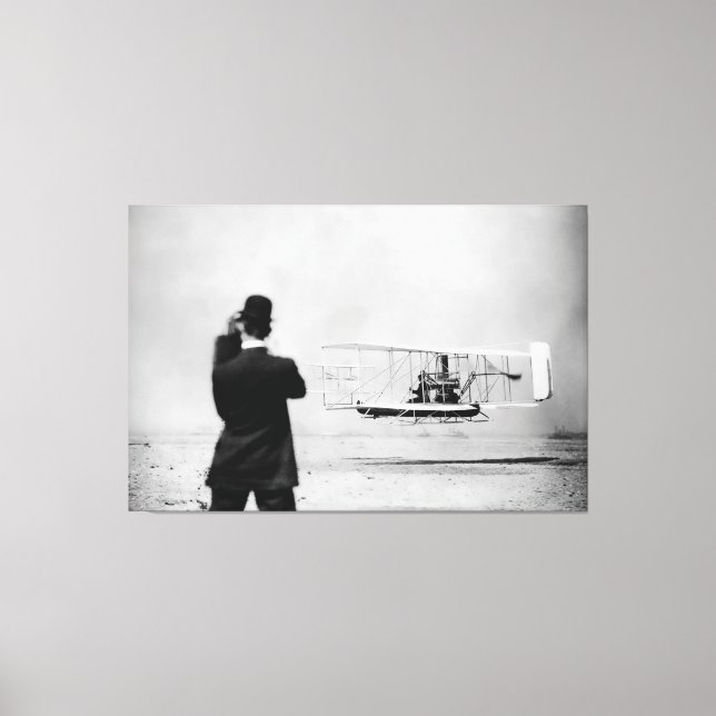 Impressão Em Tela Primeiro Voo Histórico sobre a Água - W. Wright 19 (Frente)
