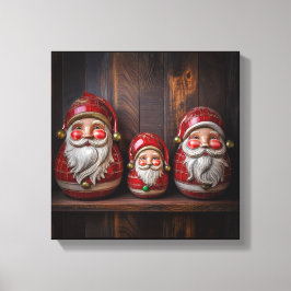 Impressão Em Tela Primitive Folk Art Santa Claus Rustic Christmas Ca