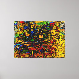 Impressão Em Tela Prin de arte colorida de gatos do mosaico