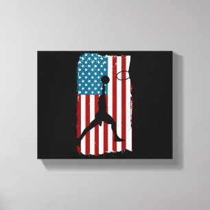 Impressão Em Tela Prin de atleta Patriótico de Bandeira Americana