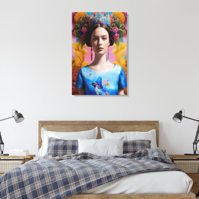 Impressão Em Tela Princesa casual da Coroa Azul (Insitu(Quarto))