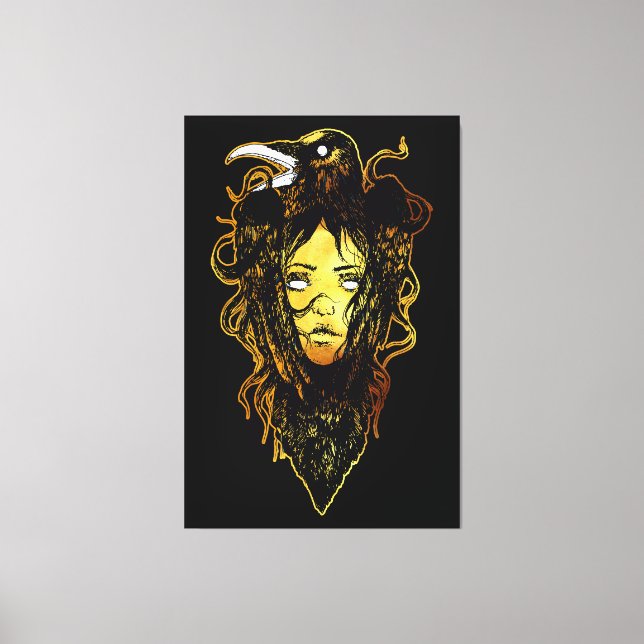 Impressão Em Tela Princesa Embriagada por um Corvo (Frente)