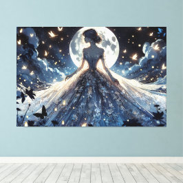 Impressão Em Tela Princesa Fada ao Luar Vestido Celestial