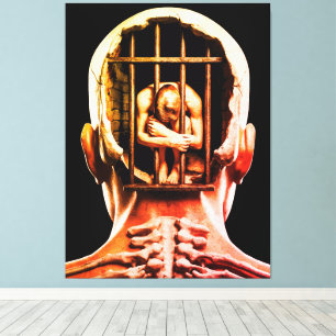 Impressão Em Tela Prisão da Mente – Arte de Parede Conceitual Surrea