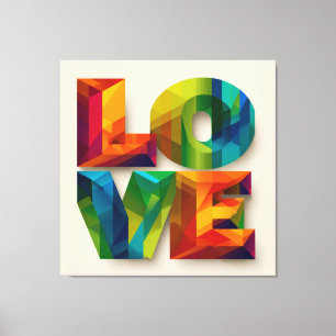 Impressão Em Tela Prismatic Love: Geometric Rainbow Typography