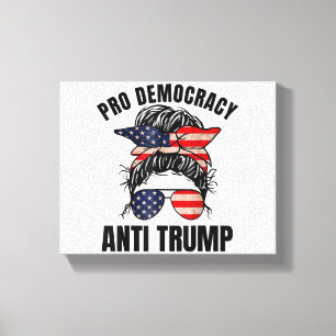 Impressão Em Tela Pro Democracia - Bandeira Americana Anti-Trump