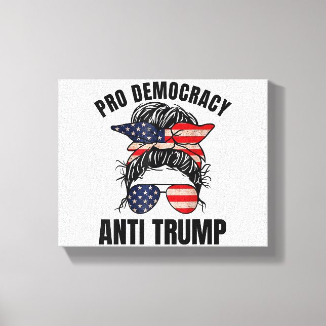 Impressão Em Tela Pro Democracia - Bandeira Americana Anti-Trump (Frente)
