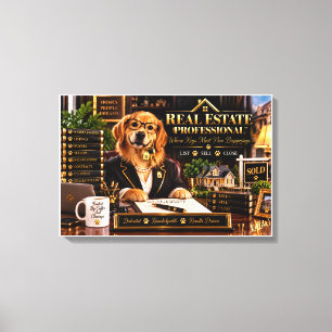 Impressão Em Tela Profissional Imobiliário Golden Retriever Corretor
