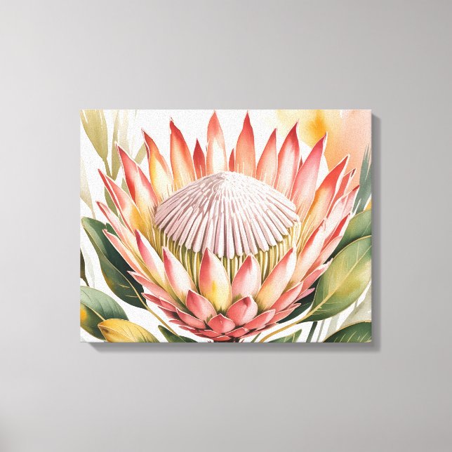 Impressão Em Tela protea rainha em aquarela (Frente)