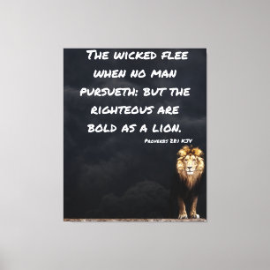 Impressão Em Tela Proverbs 28:1 Bíblia Verse Lion Wall Art