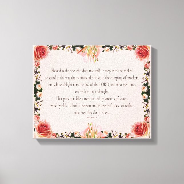 Impressão Em Tela PSALM 1:1-3 Botanic Design, (Frente)