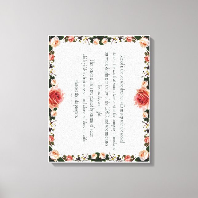 Impressão Em Tela Psalm 1 with Flower Borders (Frente)