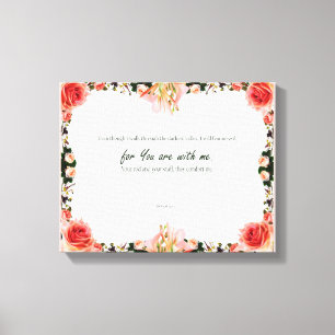 Impressão Em Tela Psalm 23:4, Tela de desenho estendida rosa com flo