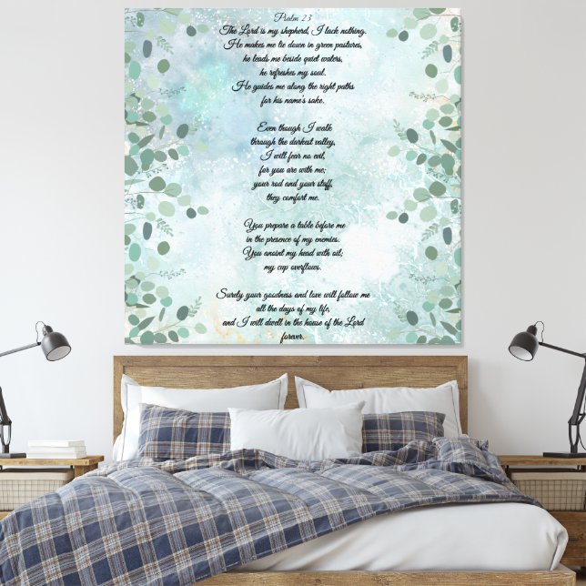 Impressão Em Tela Psalm 23 Celestial Blue Abstract  (Insitu(Quarto))