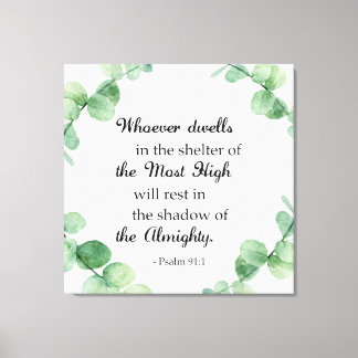 Impressão Em Tela Psalm 91 Christian Faith Eucalyptus Wreath Bíblia