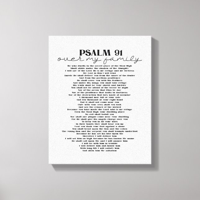 Impressão Em Tela Psalm 91 Wall Decor Sobre Sua Família (Frente)