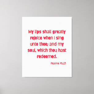 Impressão Em Tela Psalms 71:23 Bíblia Verse KJV Wall Art