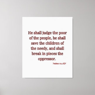 Impressão Em Tela Psalms 72:4 Bíblia Verse KJV Wall Art