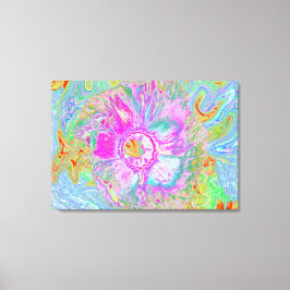 Impressão Em Tela Psicodélico, Rosa Quente e Hibisco Ultra-Violeta