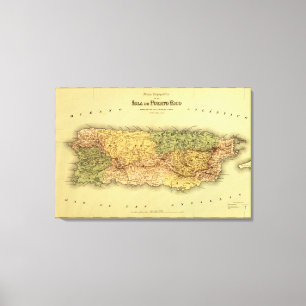 Impressão Em Tela Puerto RicoPanoramic MapPuerto Rico