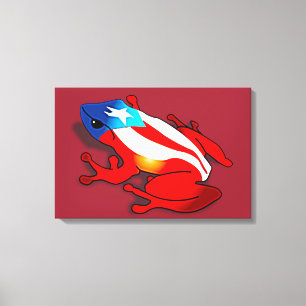 Impressão Em Tela Puertorrican Coqui com bandeira