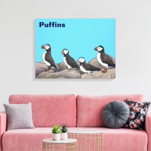 Impressão Em Tela Puffins Atlântico
