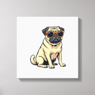 Impressão Em Tela Pug Antigo Fazendo Dab com Óculos de Sol Cachorro 