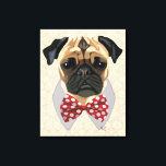 Impressão Em Tela Pug com Arco vermelho e branco<br><div class="desc">Pets</div>