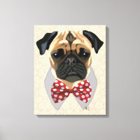 Pug com Arco vermelho e branco