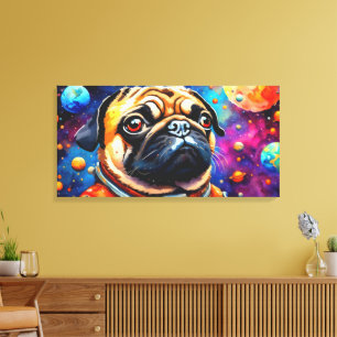 IMPRESSÃO EM TELA PUG DE ESPAÇO EXTERIOR