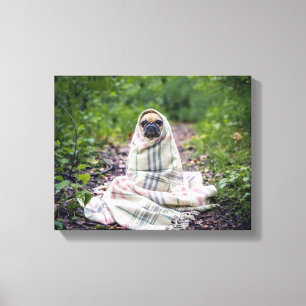 Impressão Em Tela Pug em cobertor