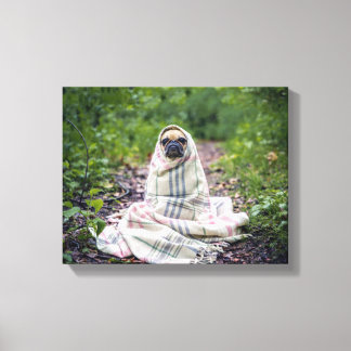 Impressão Em Tela Pug em cobertor