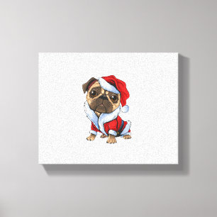 Impressão Em Tela Pug Papais noeis Costume Natal Pajama Cachorro Cac