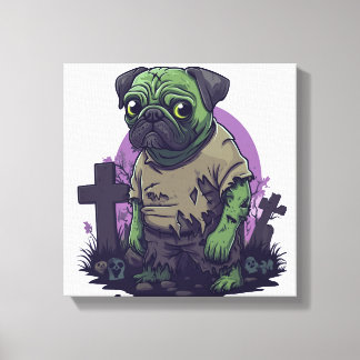 Impressão Em Tela Pug Zumbi � Cachorro Engraçado de Halloween