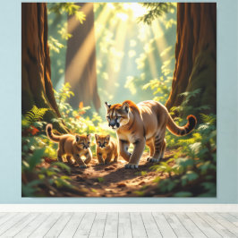 Impressão Em Tela Pumafamilie im Herzen der Berge