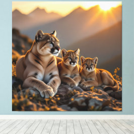 Impressão Em Tela Pumafamilie im Herzen der Berge